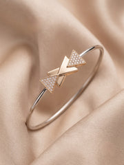 92.5 Sterling Silver Rose Gold Geometric Bow Bracelet for Women