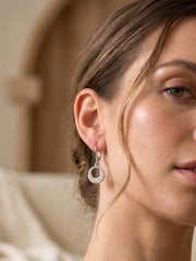 925 Silver Earrings Round Sparkle Hoops Earrings for Women