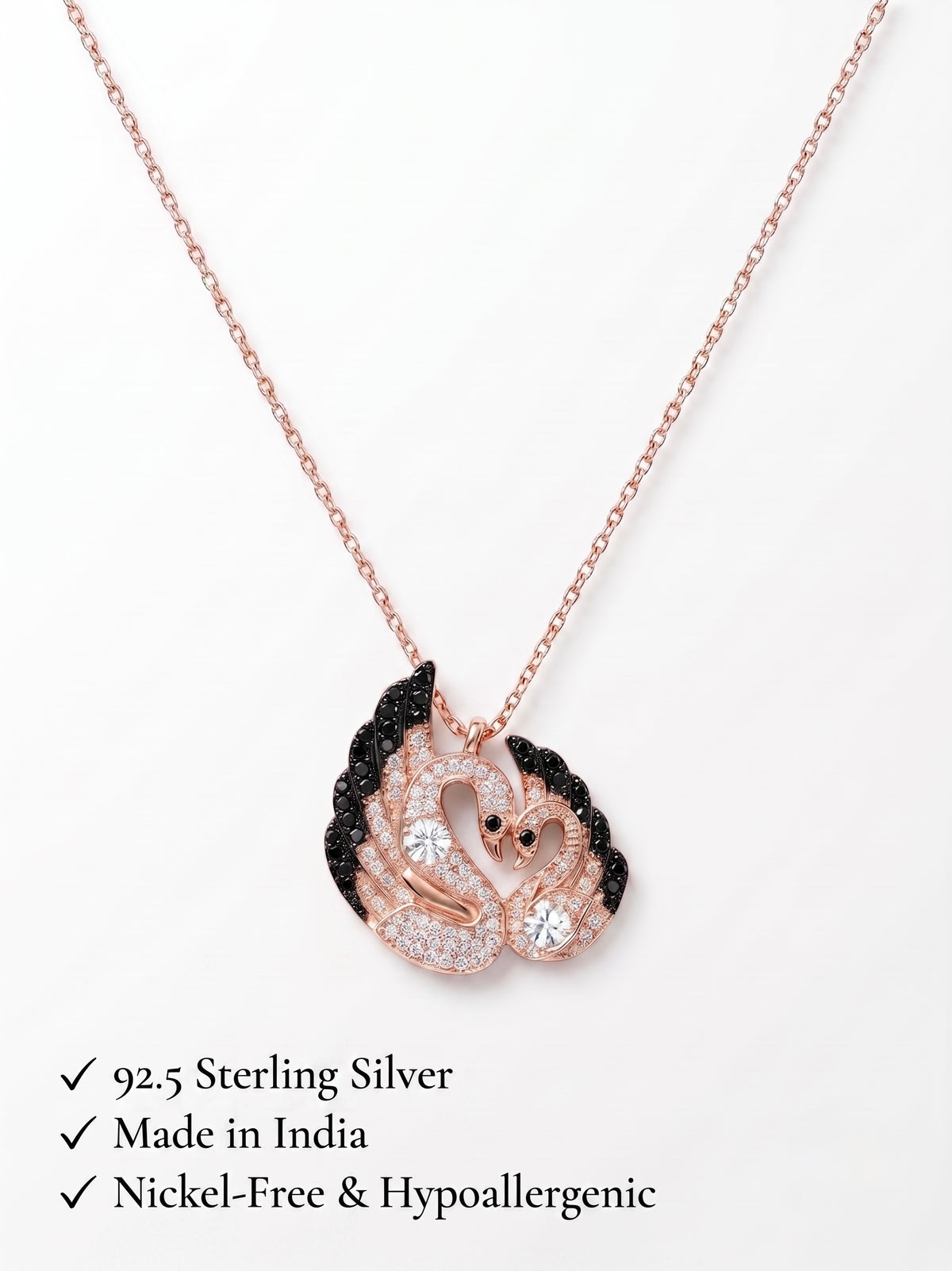 925 Sterling Silver Swan Necklace for Women