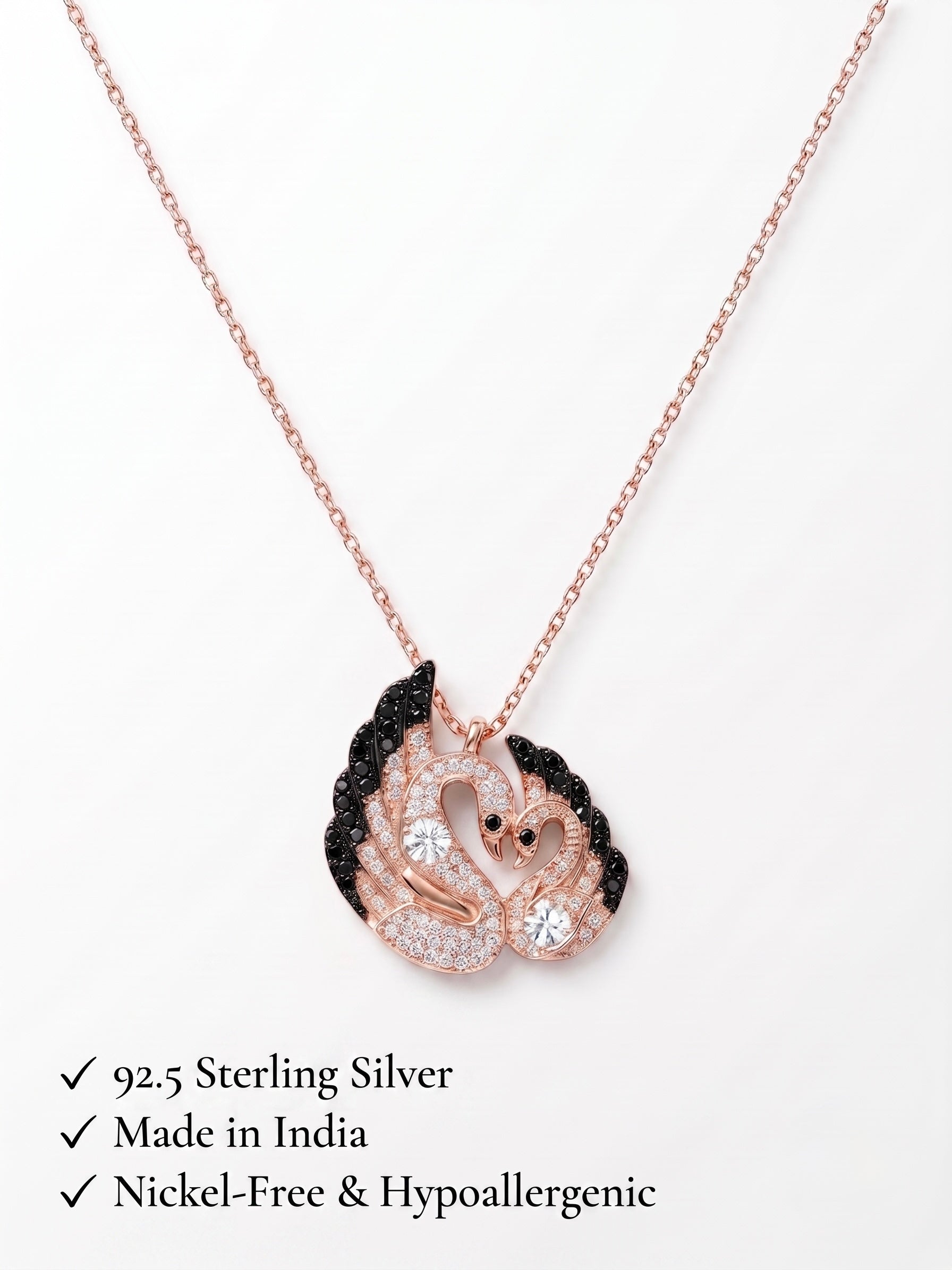 925 Sterling Silver Swan Necklace for Women
