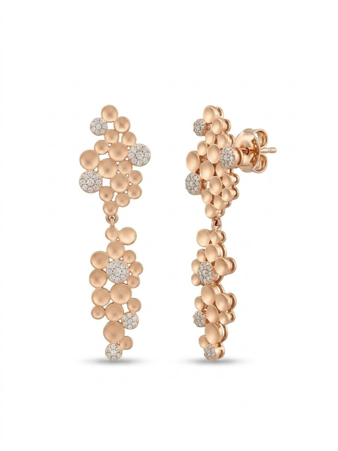 925 Silver Rose Gold Bubble Drop Earrings for Women
