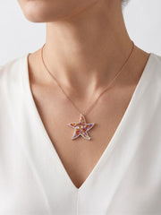 925 Sterling Silver Aurora Sea Star Gemstone Necklace For Women