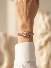 92.5 Sterling Silver Radiant Bloom Geometric Bracelet for Women