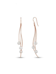 925 Silver Rose Gold Flow Pearl Wave Drop Earrings for Women