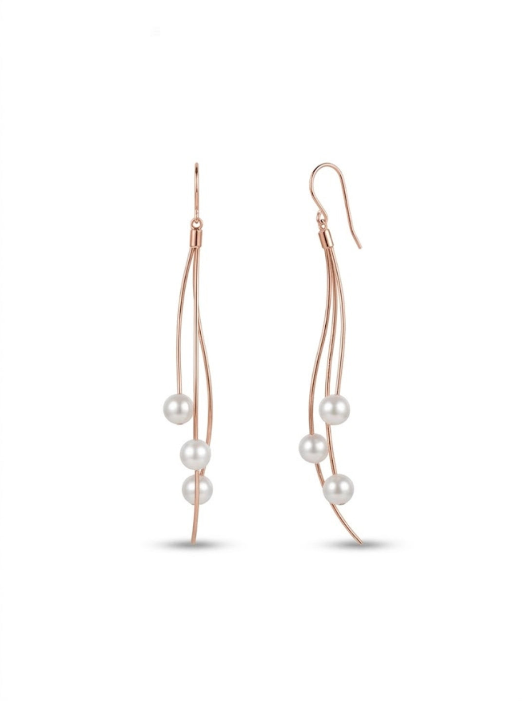 925 Silver Rose Gold Flow Pearl Wave Drop Earrings for Women