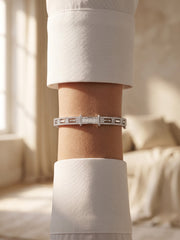 92.5 Sterling Silver Radiant Baguette Crystal Silver Bracelet for Women