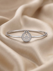 92.5 Sterling Silver Heart Halo Charm Bracelet for Women