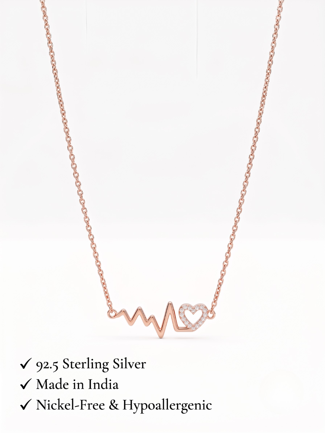 925 Sterling Silver Heartbeat Heart Necklace for Women
