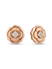 925 Silver Rose Gold Rose Bloom Stud Earrings for Women
