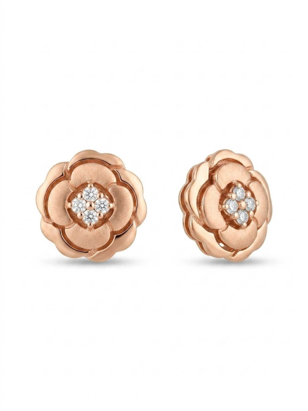 925 Silver Rose Gold Rose Bloom Stud Earrings for Women