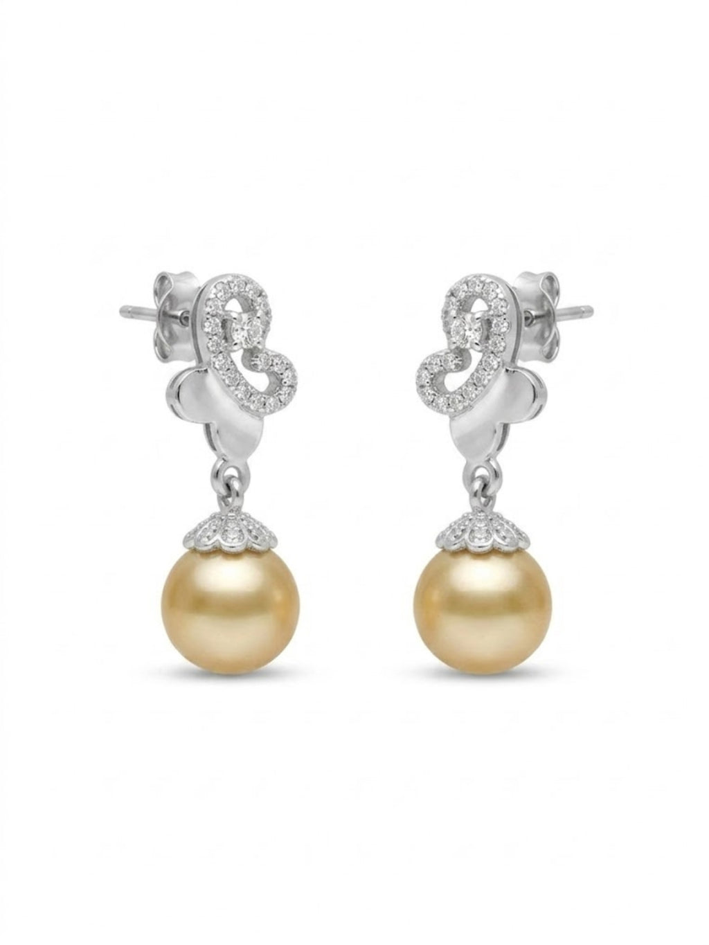 925 Silver Golden Pearl Drop Earrings for Women