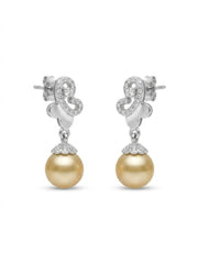 925 Silver Golden Pearl Drop Earrings for Women