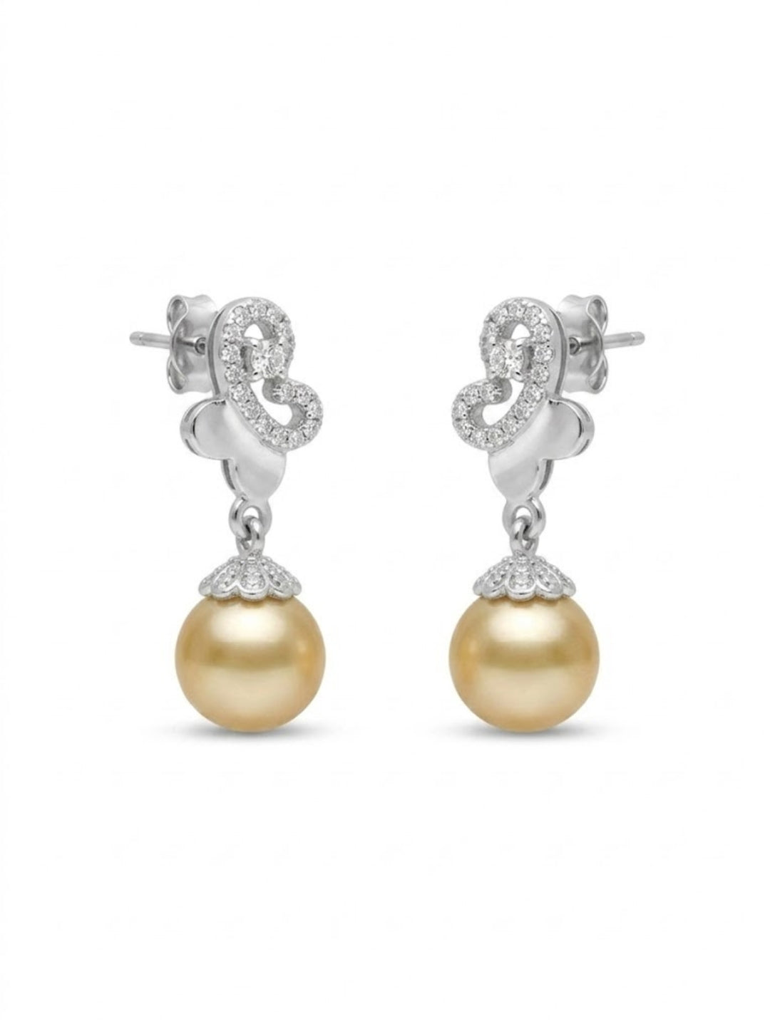 925 Silver Golden Pearl Drop Earrings for Women