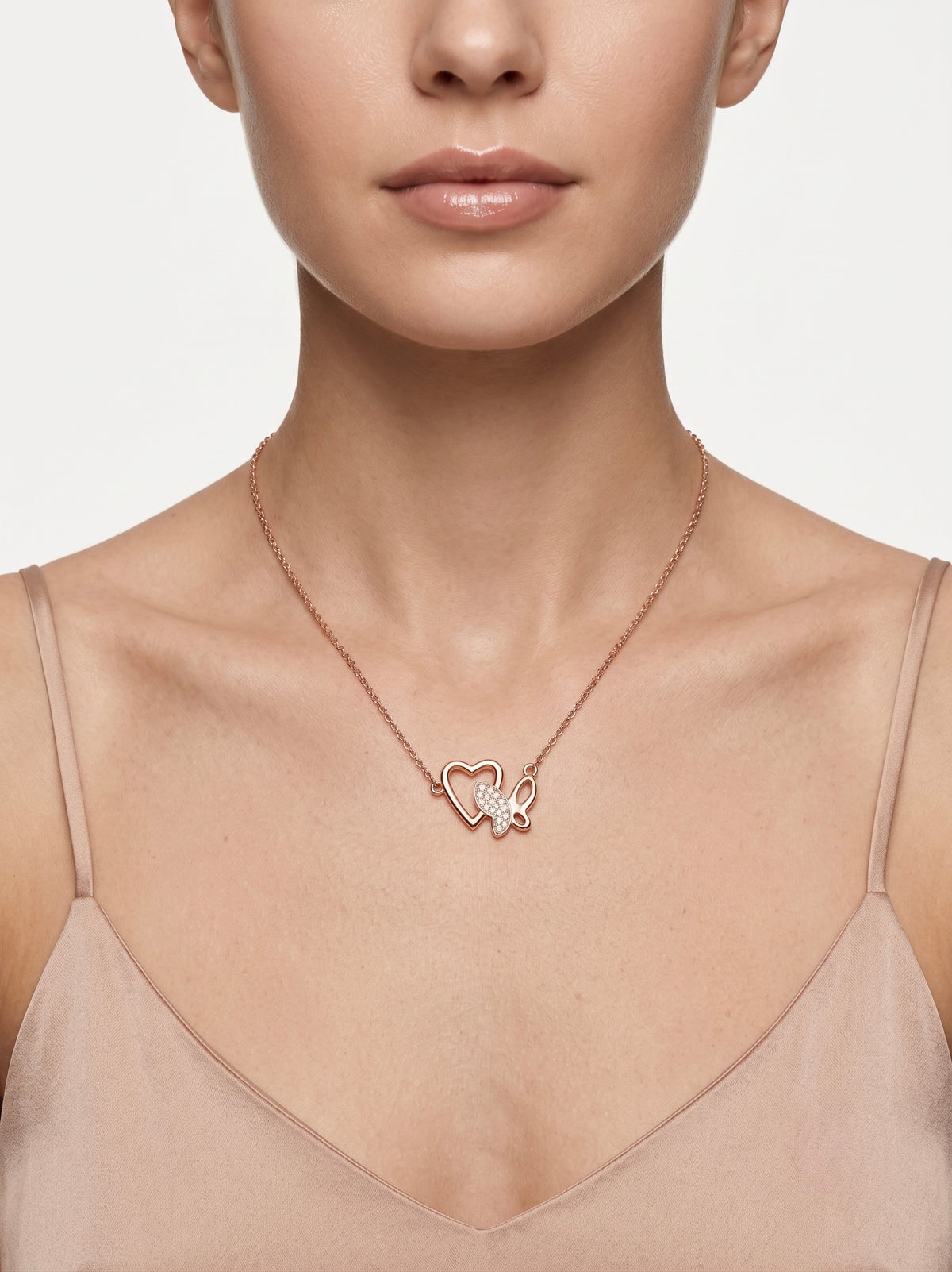 925 Sterling Silver Butterfly Heart Necklace for Women