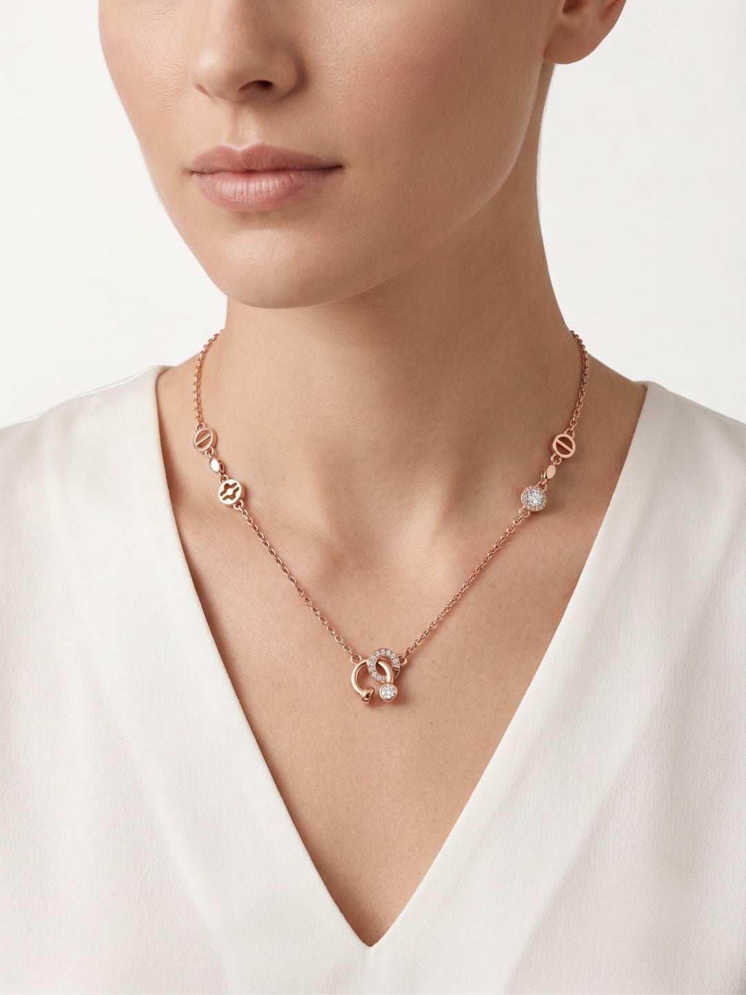 925 Sterling Silver Celestial Charm Station Necklace for Women