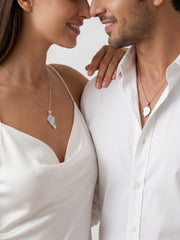 925 Sterling Silver Split Heart "You" Couple Pendant Without Chain