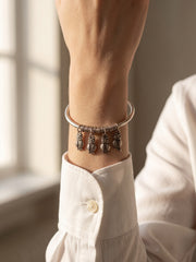 92.5 Sterling Silver Owl Charm Silver Bracelet for Women