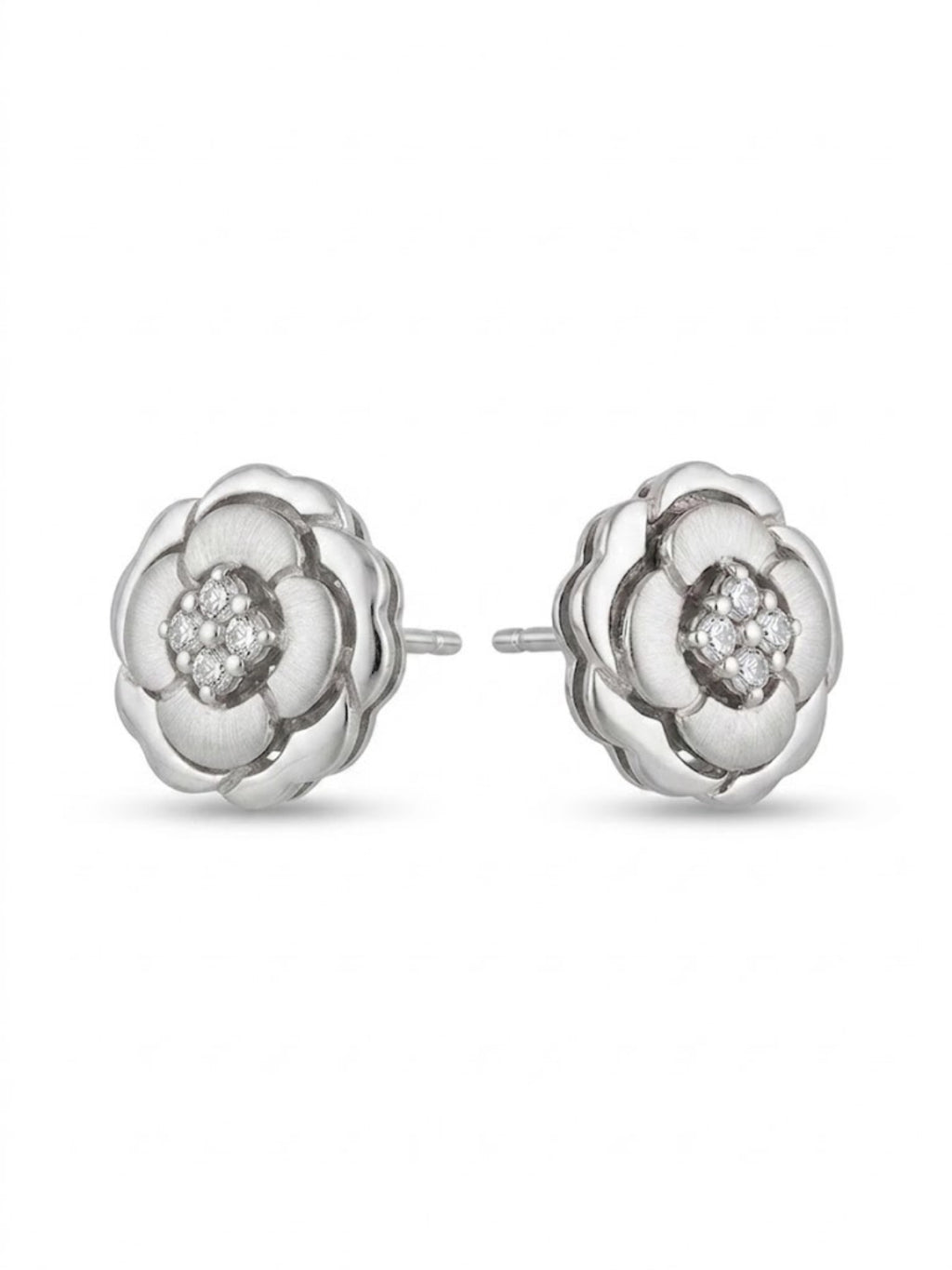 925 Silver Rose Bloom Stud Earrings for Women