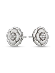 925 Silver Rose Bloom Stud Earrings for Women