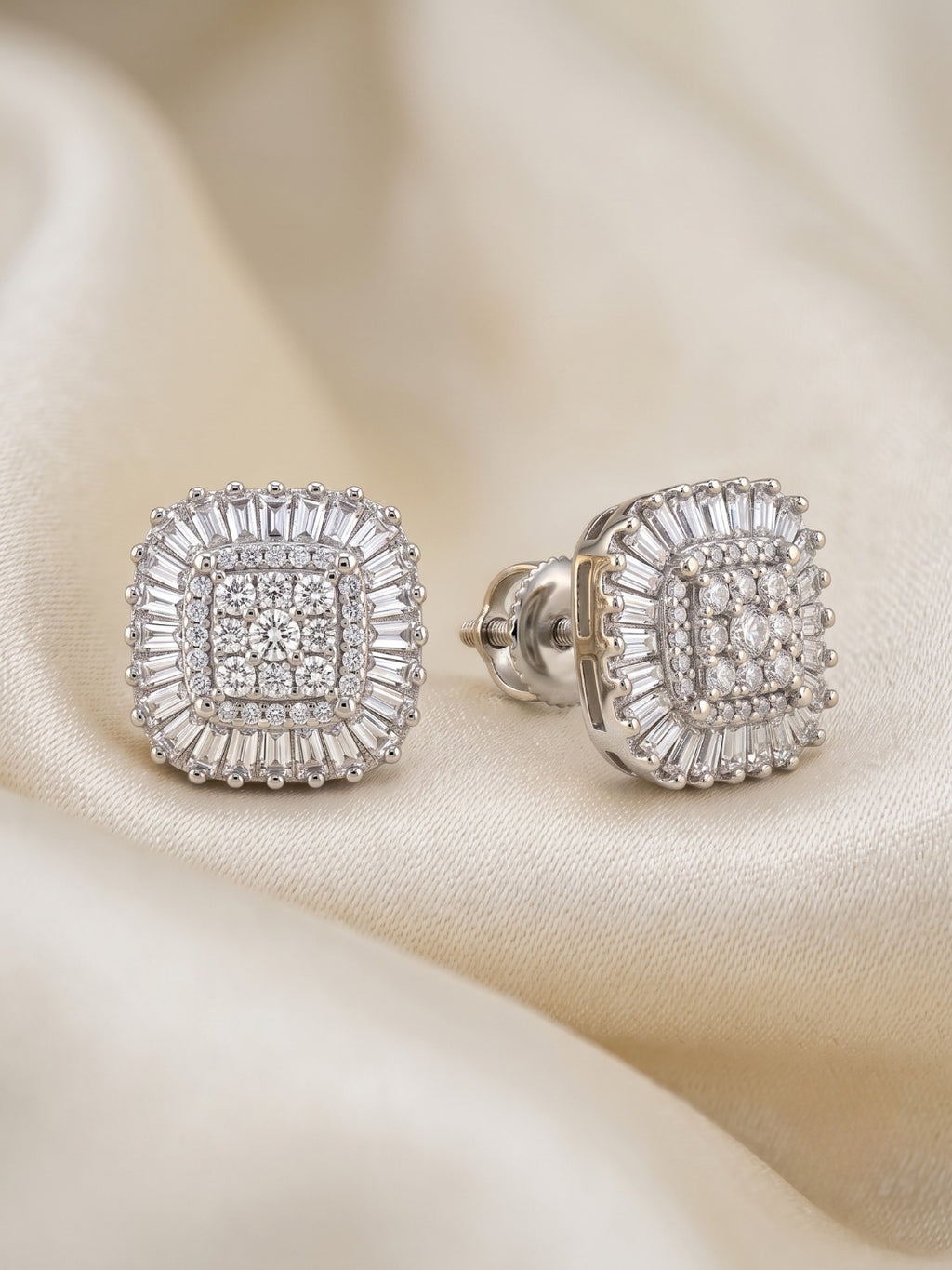 925 Silver earrings Celeste Radiance Halo Stud Earrings for Women