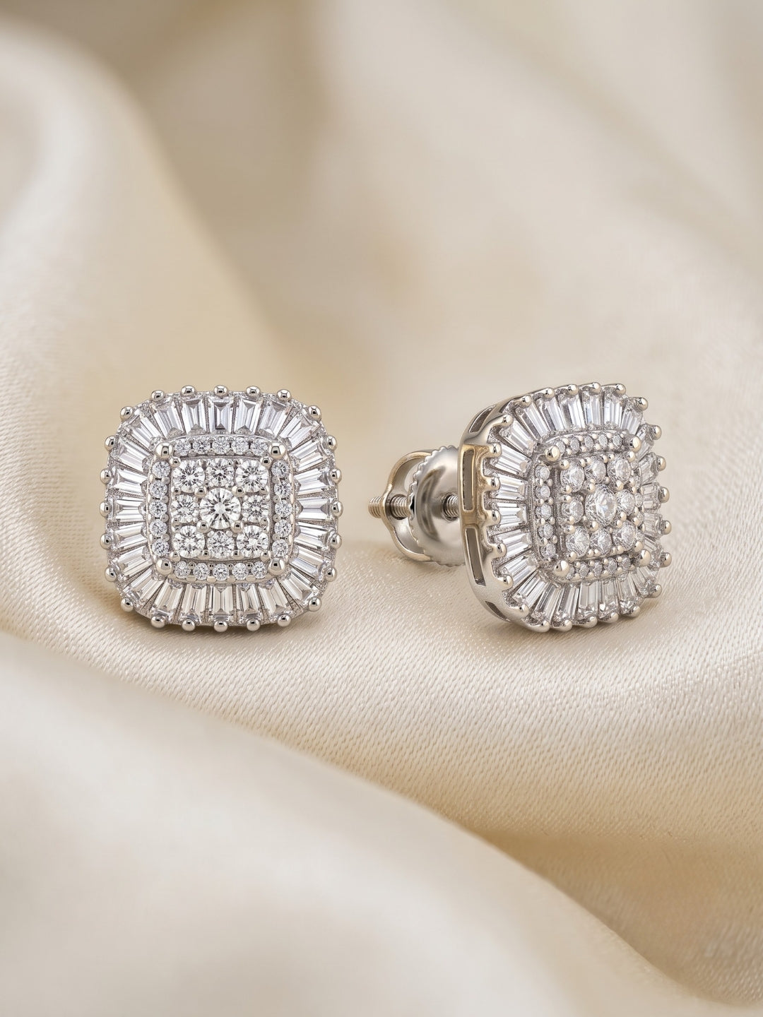 925 Silver earrings Celeste Radiance Halo Stud Earrings for Women