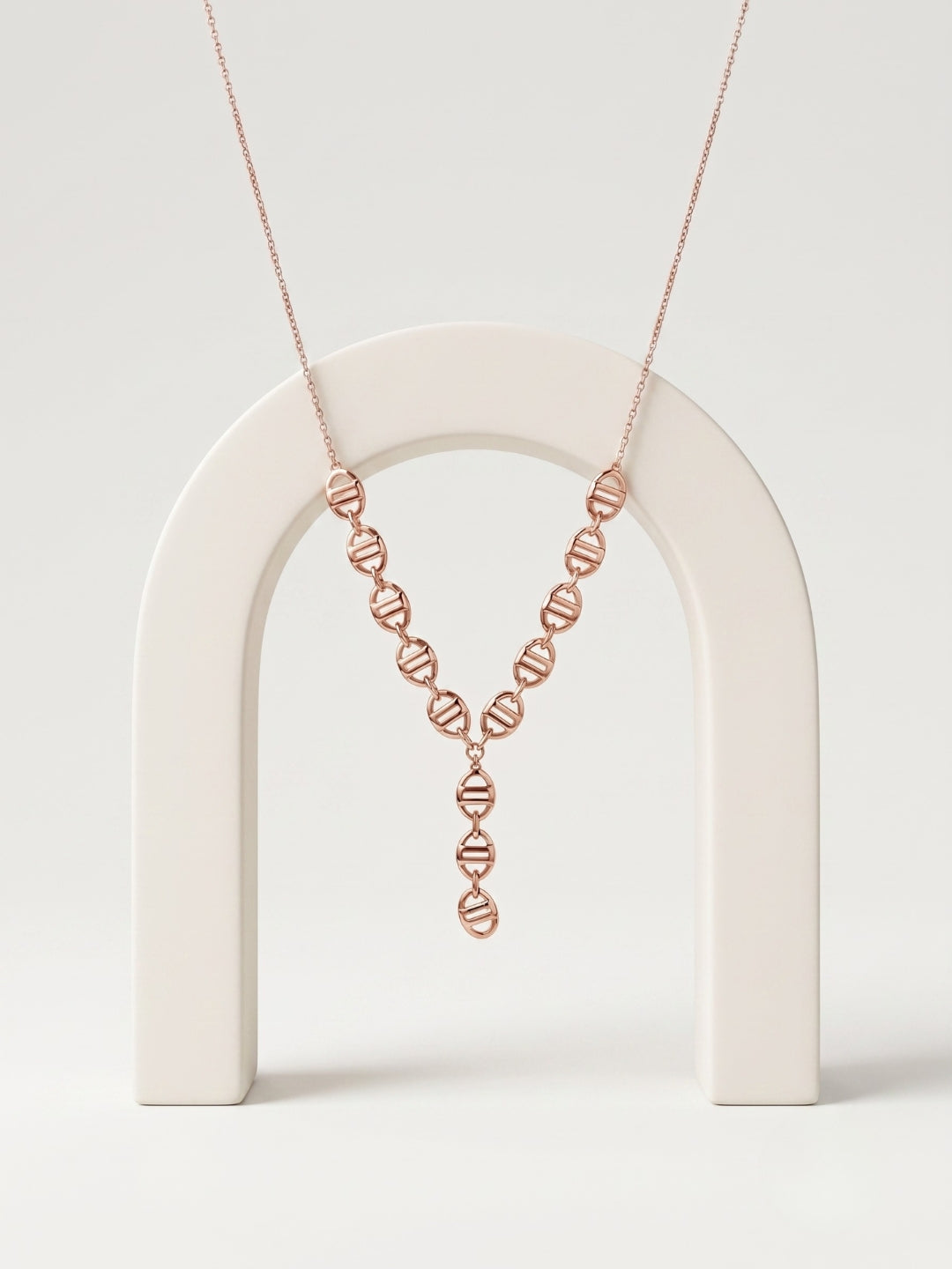 925 Sterling Silver Open Circle Link Drop Necklace for Women