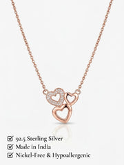 925 Sterling Silver Forever Together Heart Trio Necklace for Women