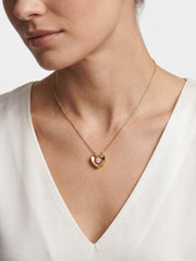 925 Sterling Silver Golden Solitaire stone Heartness Necklace for women
