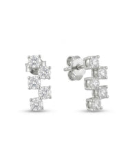925 Silver Sparkle Curve Stud Earrings for Women