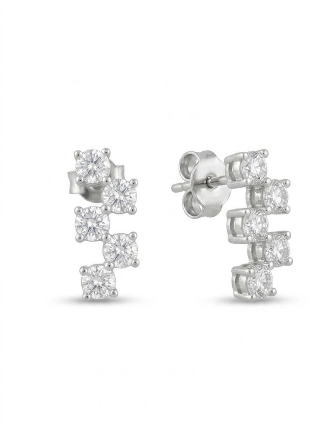 925 Silver Sparkle Curve Stud Earrings for Women
