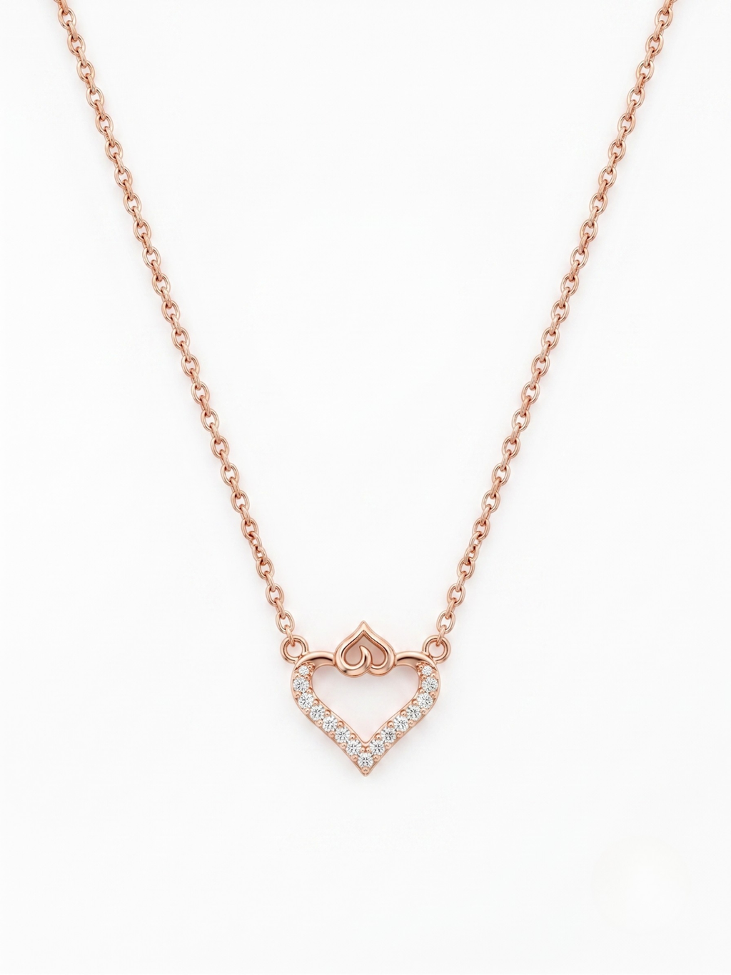925 Sterling Silver Sparkling Heart Necklace for Women