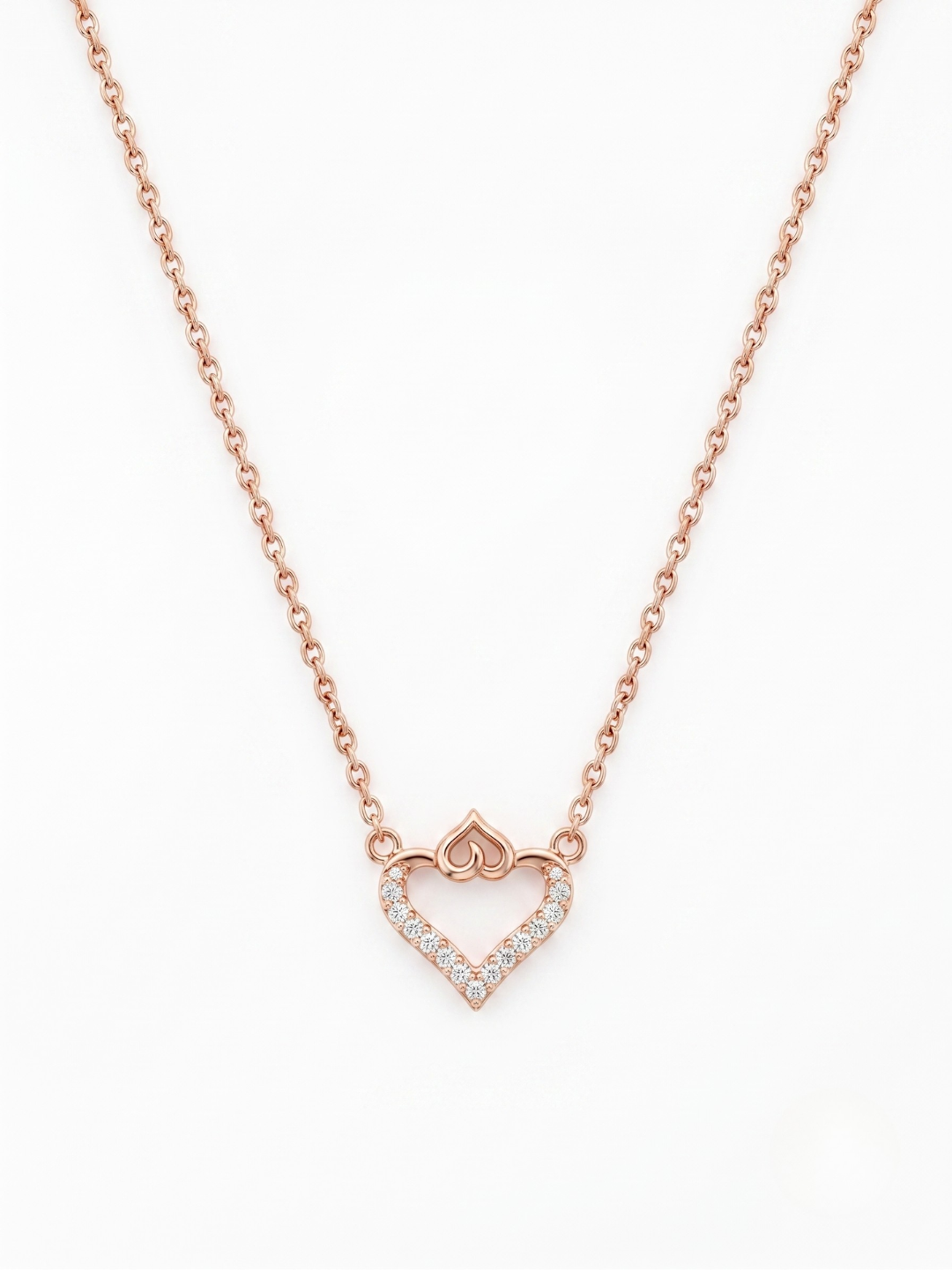 925 Sterling Silver Sparkling Heart Necklace for Women