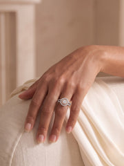 925 Sterling Silver Rose Gold Double Halo Ring for Women