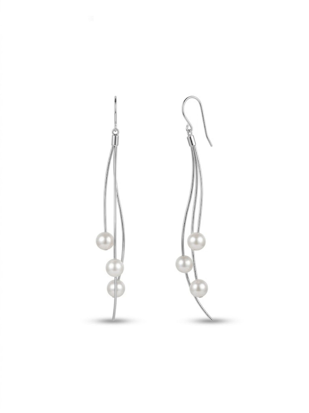 925 Silver Flow Pearl Wave Drop Earrings for Women
