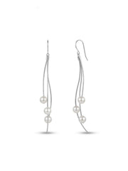 925 Silver Flow Pearl Wave Drop Earrings for Women