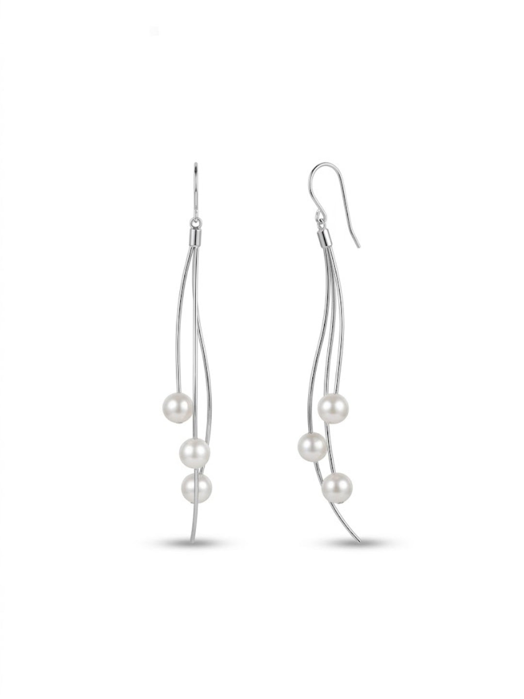925 Silver Flow Pearl Wave Drop Earrings for Women