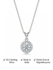 925 Sterling Silver Celestia Halo Sparkle Necklace for Women