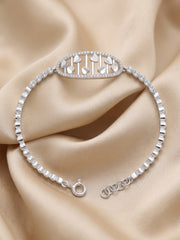 92.5 Sterling Silver Clover Charm Tennis Bracelet for Women