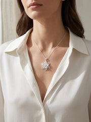 925 Sterling Silver Snow Blossom Filigree Pendant For Women