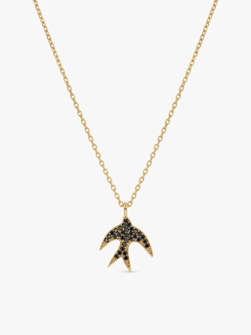 925 Sterling Silver Sparkling Black Spinel Bird Pendant Necklace for Women