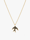 925 Sterling Silver Sparkling Black Spinel Bird Pendant Necklace for Women
