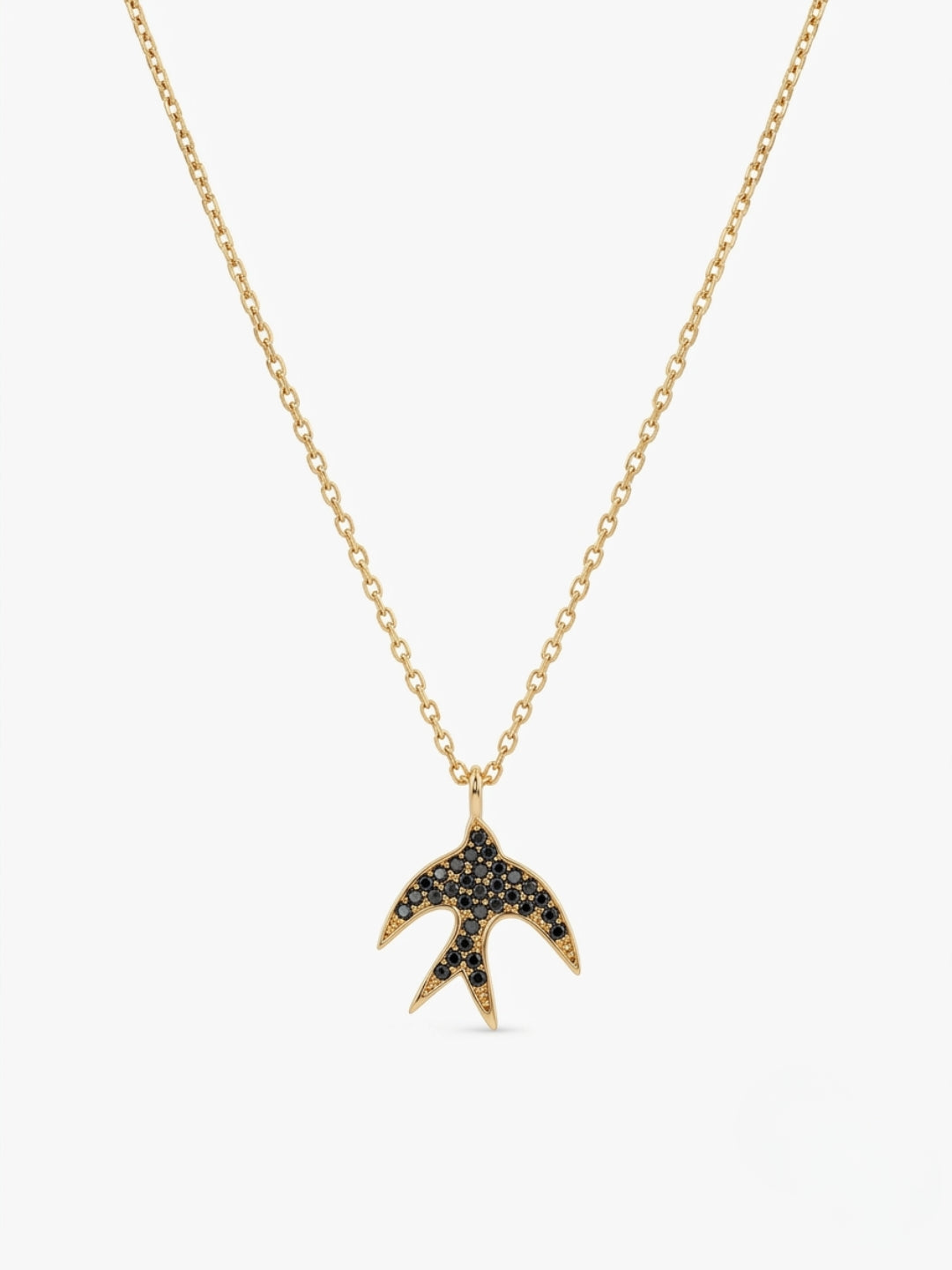 925 Sterling Silver Sparkling Black Spinel Bird Pendant Necklace for Women