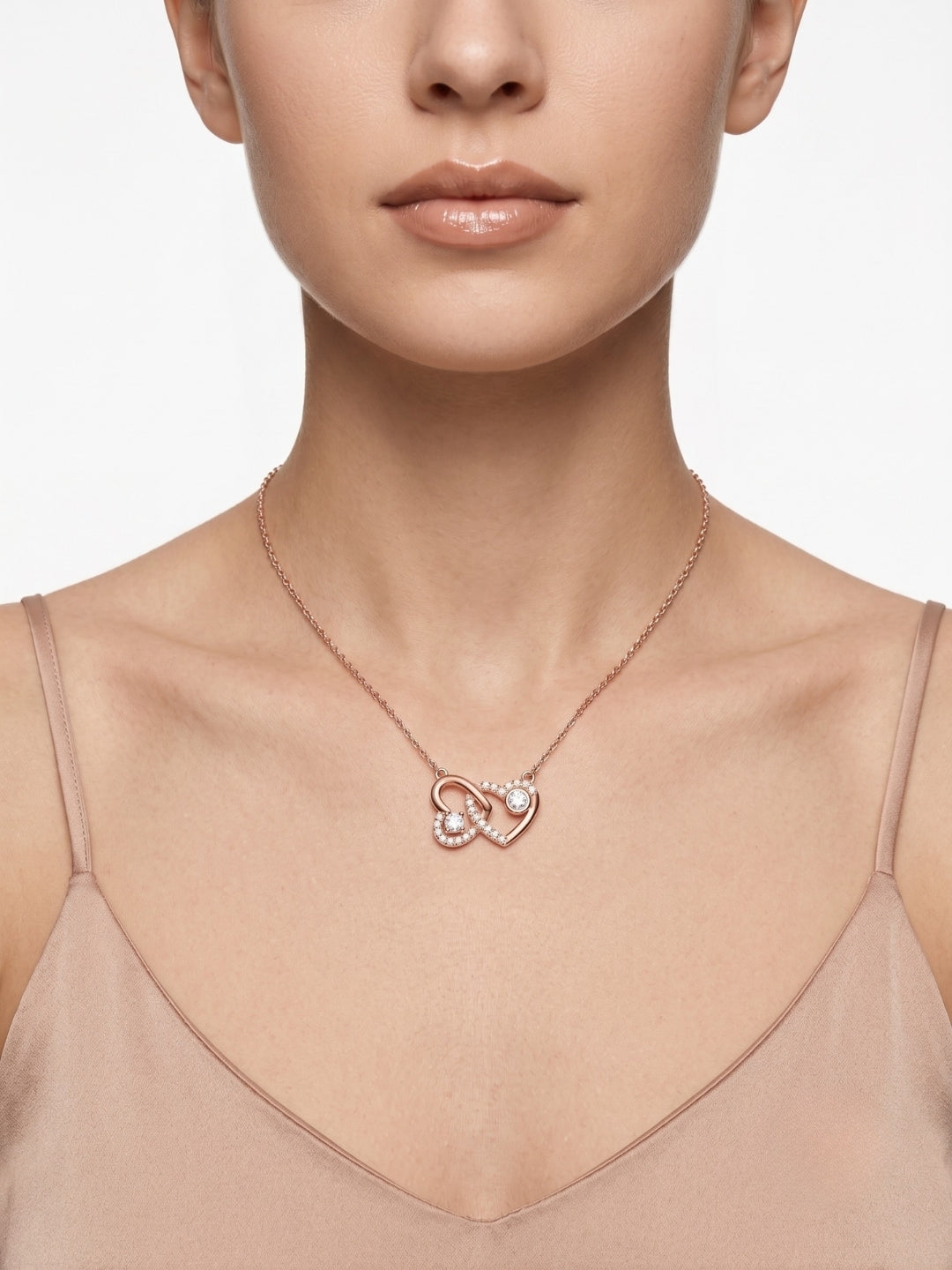925 Sterling Silver Eternal Bond Interlocking Hearts Necklace for Women