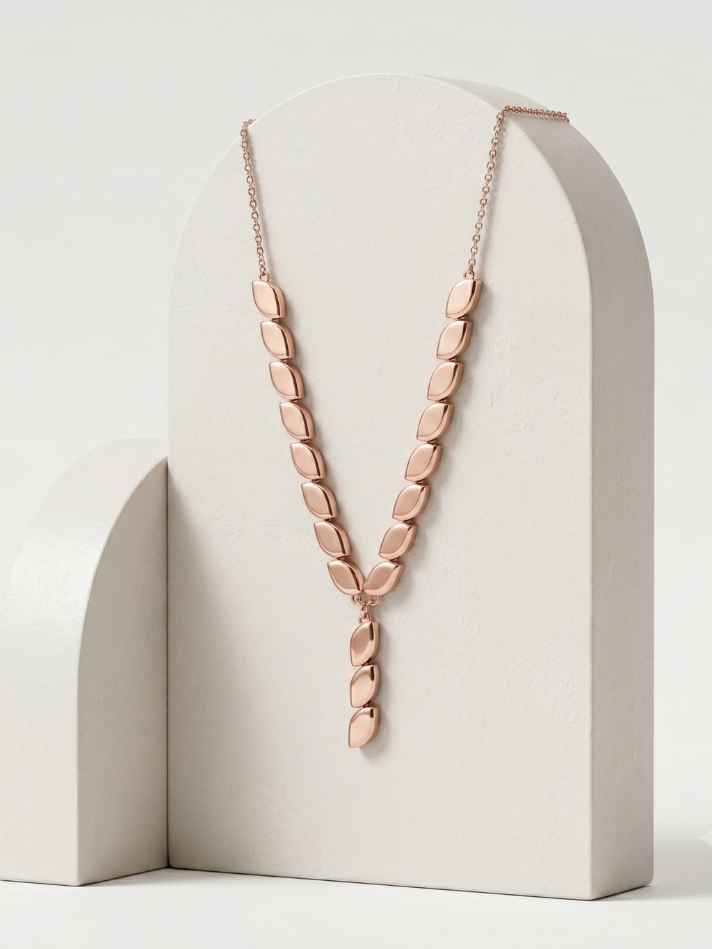 925 Sterling Silver Marquise Link Drop Necklace for Women
