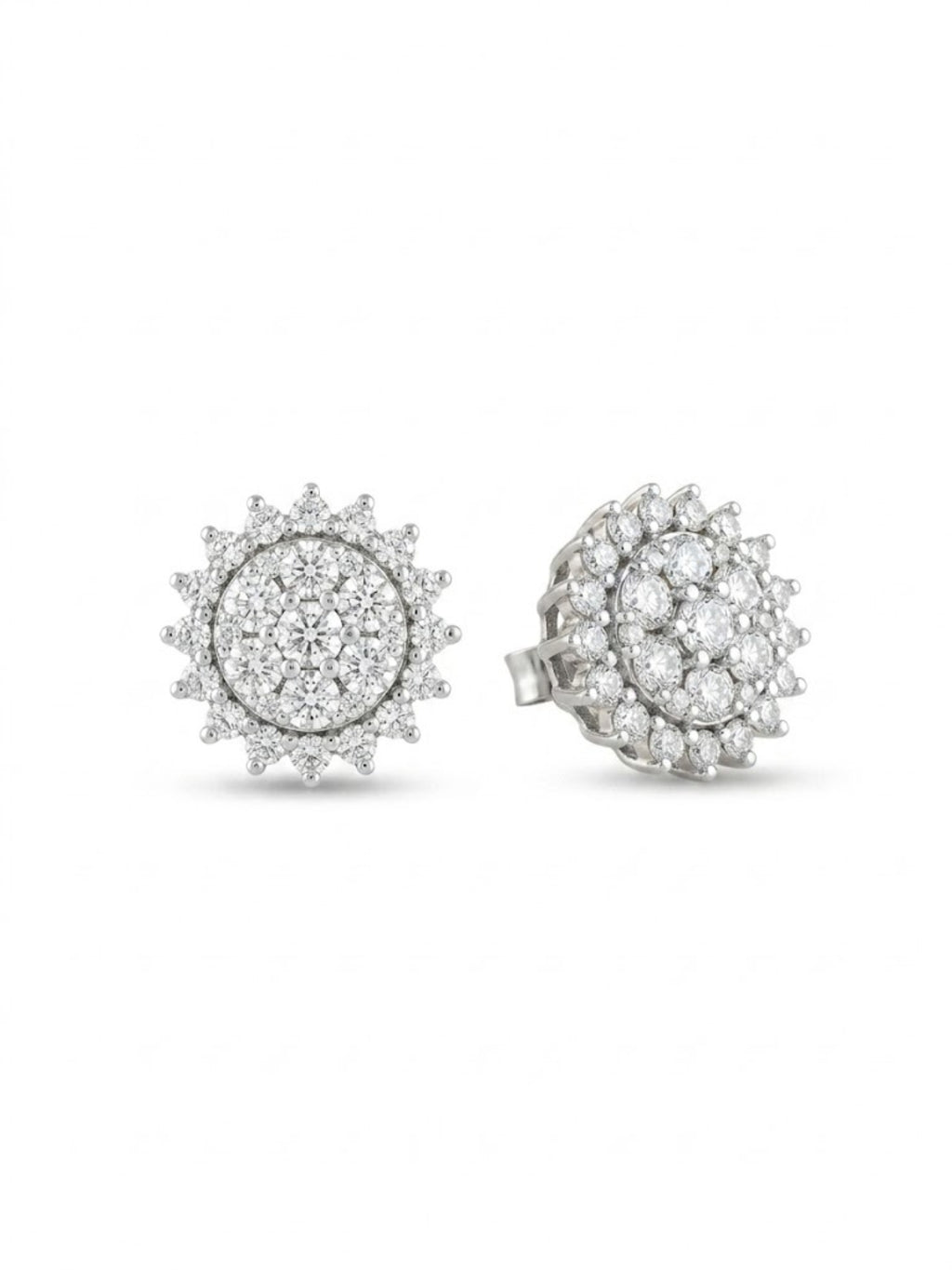 925 Silver Earrings Sparkle Flower Studs for Women