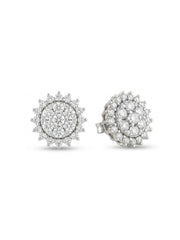 925 Silver Earrings Sparkle Flower Studs for Women