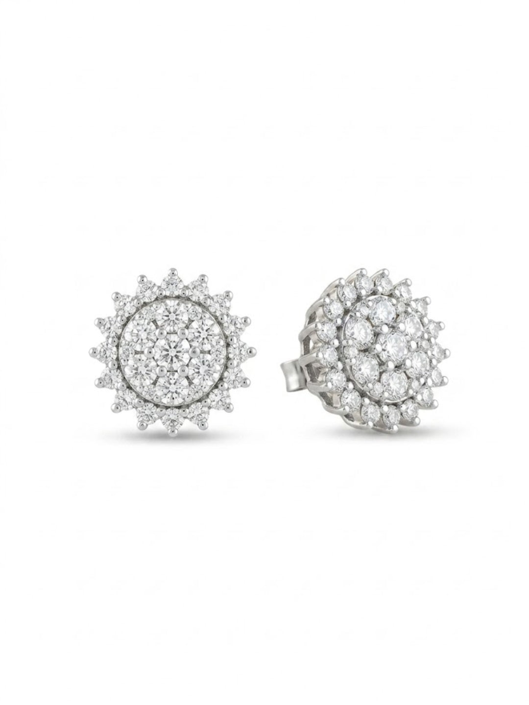 925 Silver Earrings Sparkle Flower Studs for Women