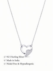 925 Sterling Pure Silver Radiant Pavé Heart Necklace for Women