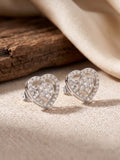 925 Silver Heart Sparkle Stud Earrings for Women