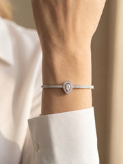 92.5 Sterling Silver Pear Halo Diamond Bracelet for Women